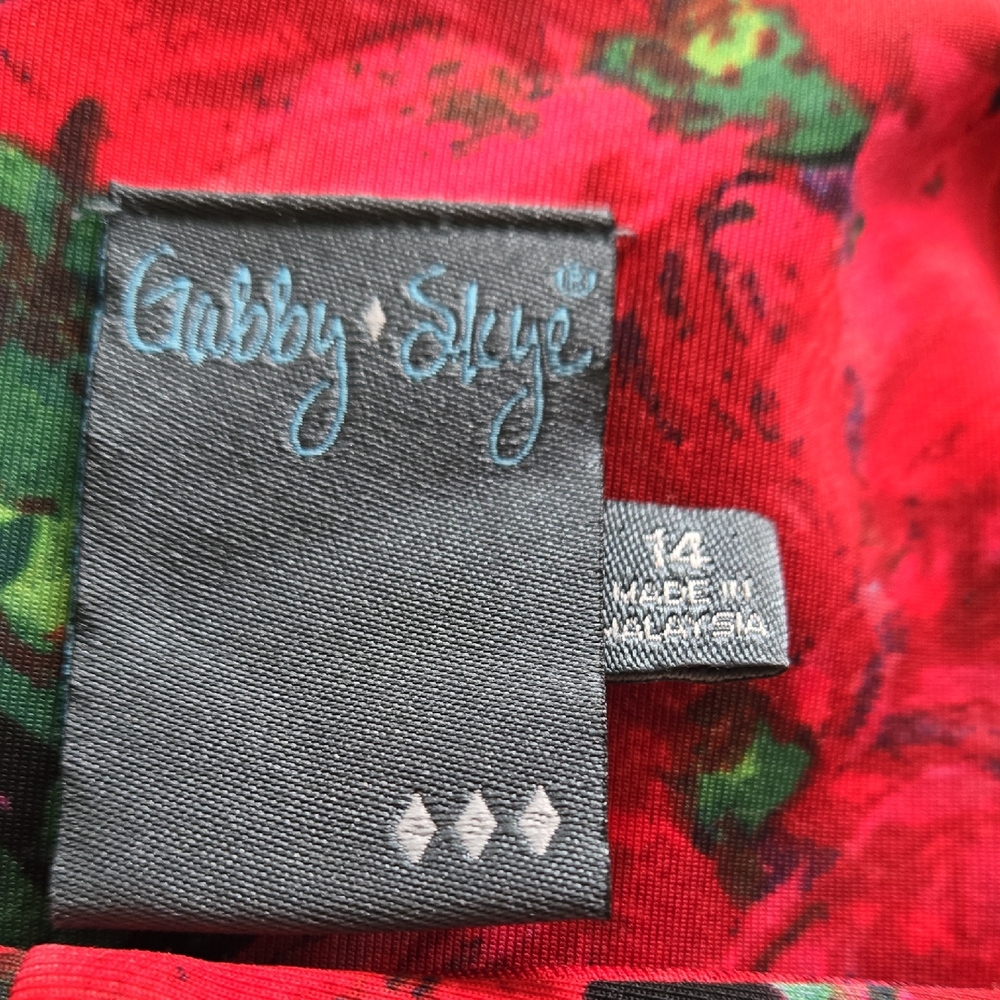 Gabby Skye Red,green and black floral Dress size 14.